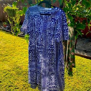 Ladies Mumu one size made Infia blue White cotton sheer summer Xxl L XL REDUCED